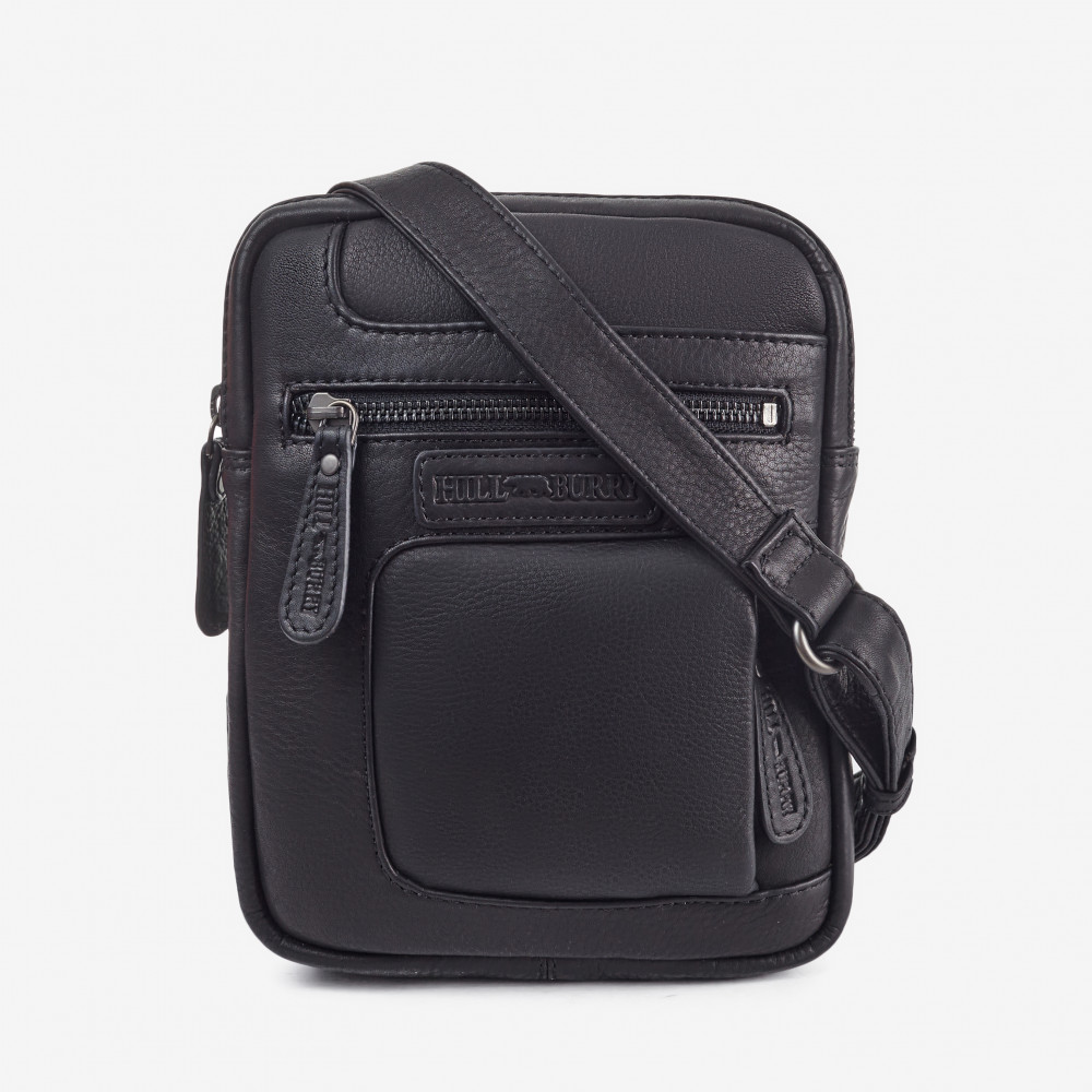 Шкіряна чоловіча сумка Hill Burry 1874/10028HB через плече чорний