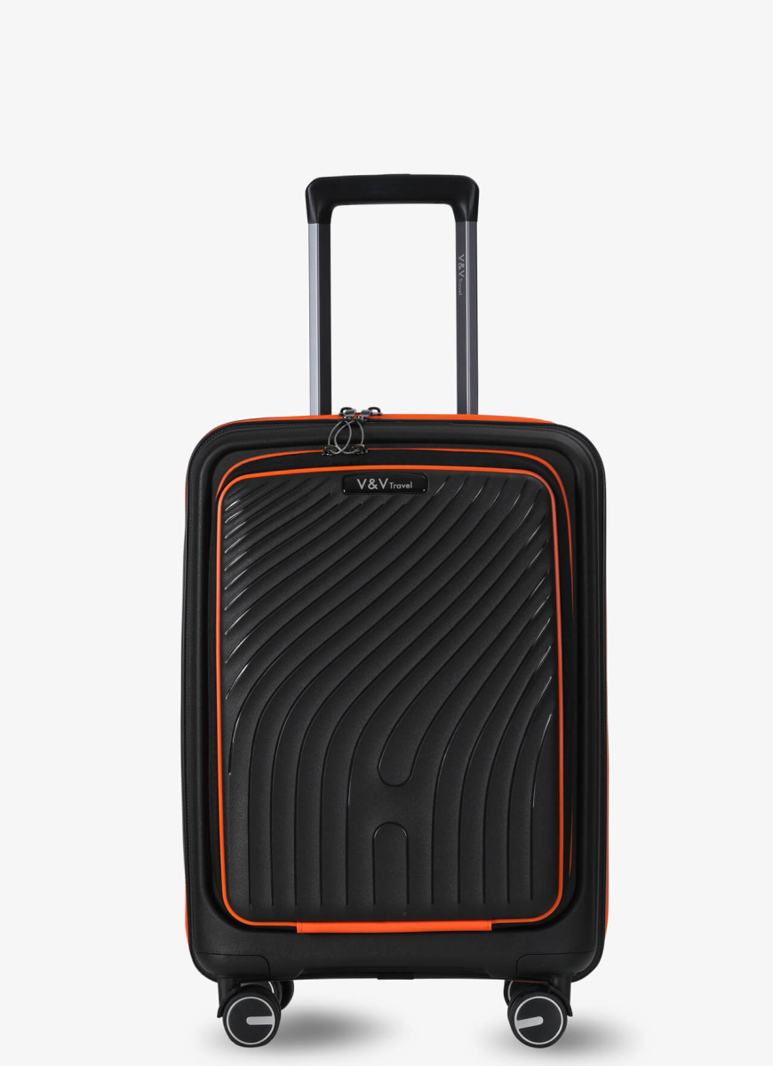 Валіза V&V TRAVEL Urban 8026‑55 FP з фронтальним відділенням для ноутбука чорний